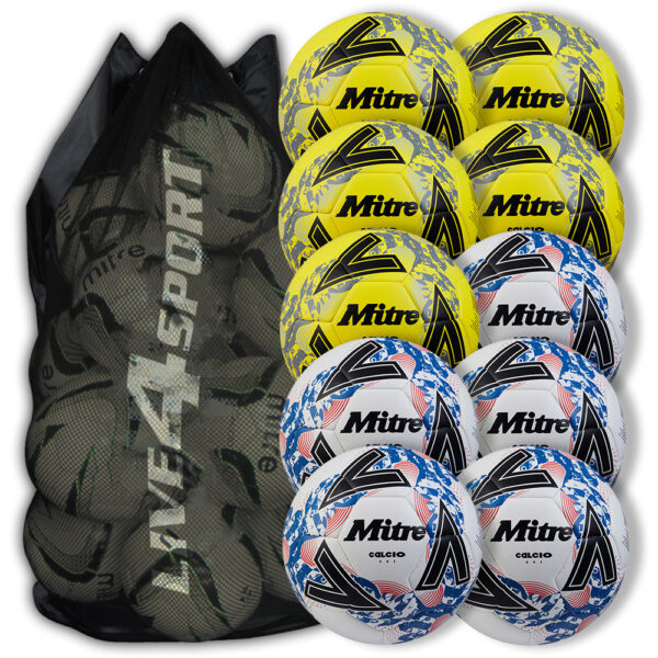 Calcio One White & Yellow Mixed 10 Ball Deal Plus FREE Bag