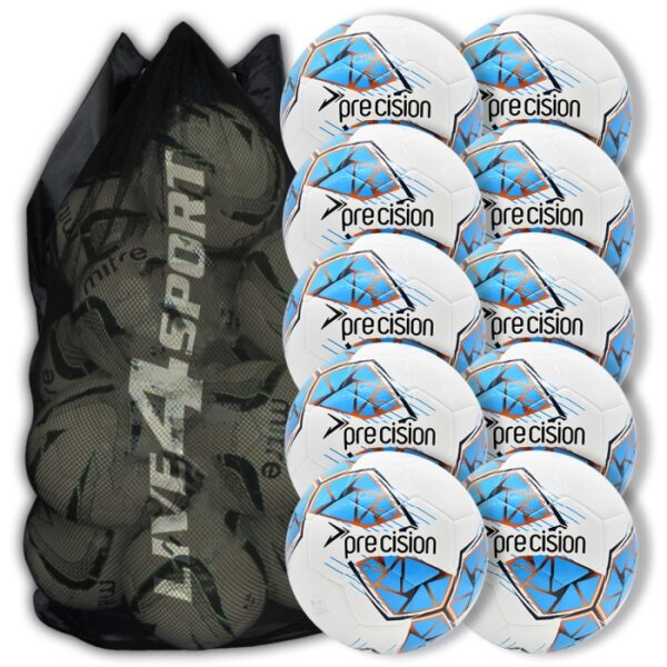 Fusion FIFA Football White/Cyan 10 Ball Deal Plus FREE Bag