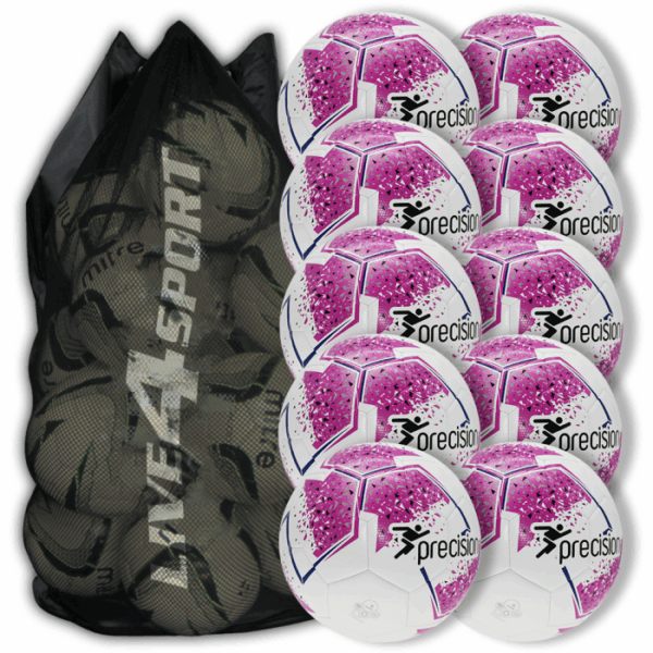 Fusion Football - White/Pink 10 Ball Deal Plus FREE Bag - Live4Sport